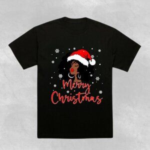 Christmas Black Woman T-Shirt, Merry Xmas T-Shirt